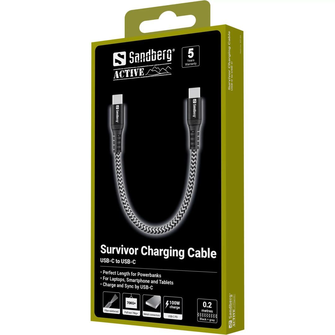Sandberg Survivor Cable 0,2m Black Sandberg Survivor Cable 0,2m Black