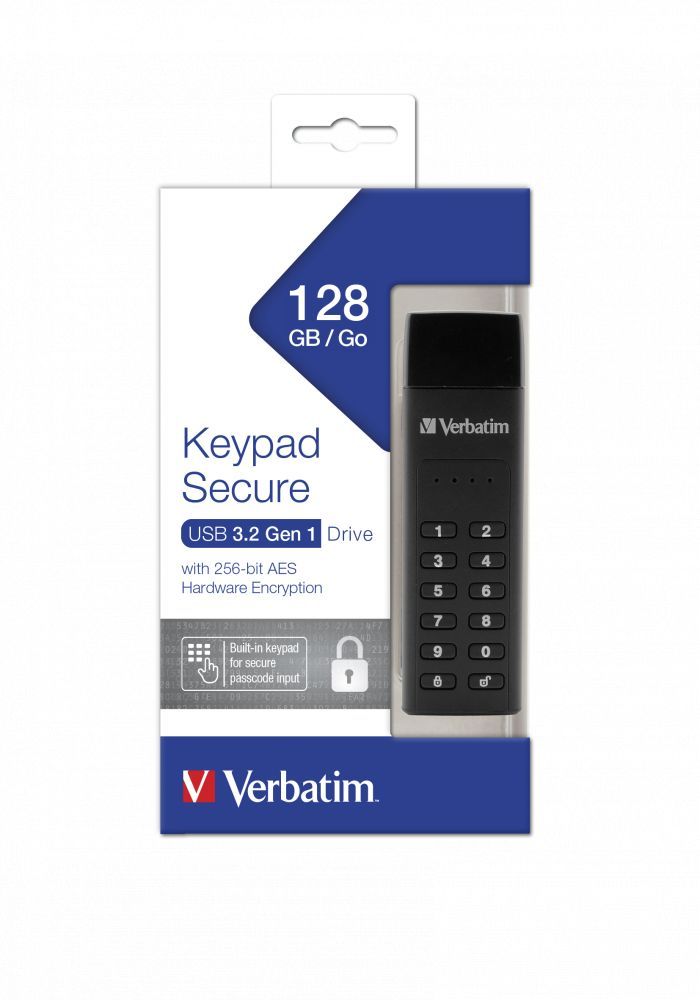 Verbatim 128GB Keypad Secure USB3.2 Black Verbatim 128GB Keypad Secure USB3.2 Black