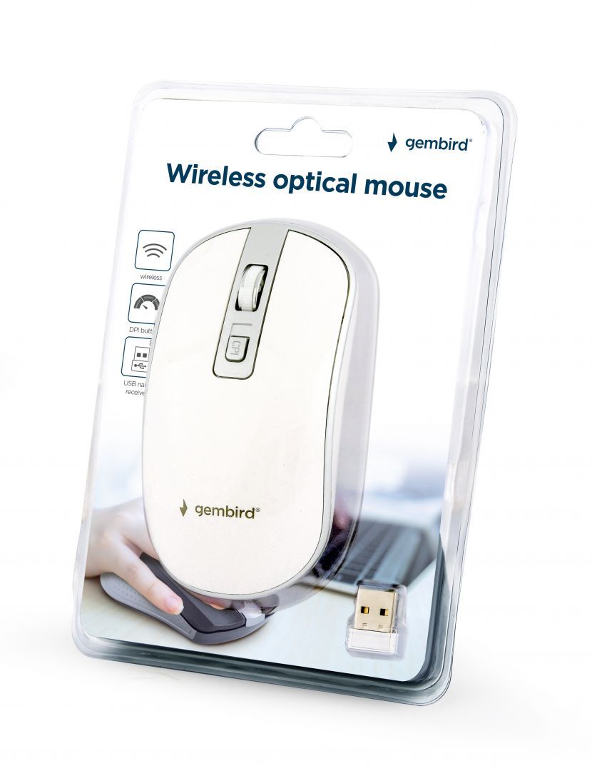 Gembird MUSW-4B-06-WS Wireless optical mouse White/Silver Gembird MUSW-4B-06-WS Wireless optical mouse White/Silver