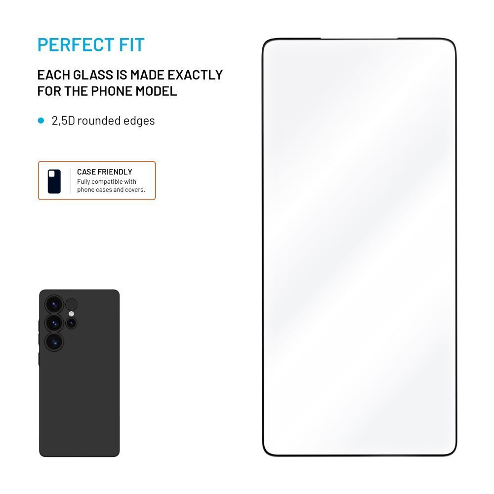 FIXED teljes képernyőt védő 2,5D üvegfólia Samsung Galaxy S25 Ultra telefonhoz, fekete FIXED teljes képernyőt védő 2,5D üvegfólia Samsung Galaxy S25 Ultra telefonhoz, fekete