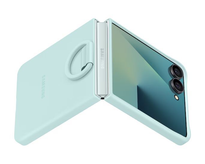 Samsung Galaxy Z Flip7 Ring silicone Case Light Cyan Samsung Galaxy Z Flip7 Ring silicone Case Light Cyan