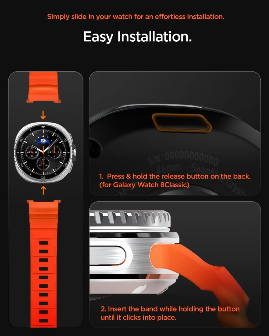 Spigen Silicone Band for Samsung Galaxy Watch 8 46mm/44mm/40mm Orange Spigen Silicone Band for Samsung Galaxy Watch 8 46mm/44mm/40mm Orange