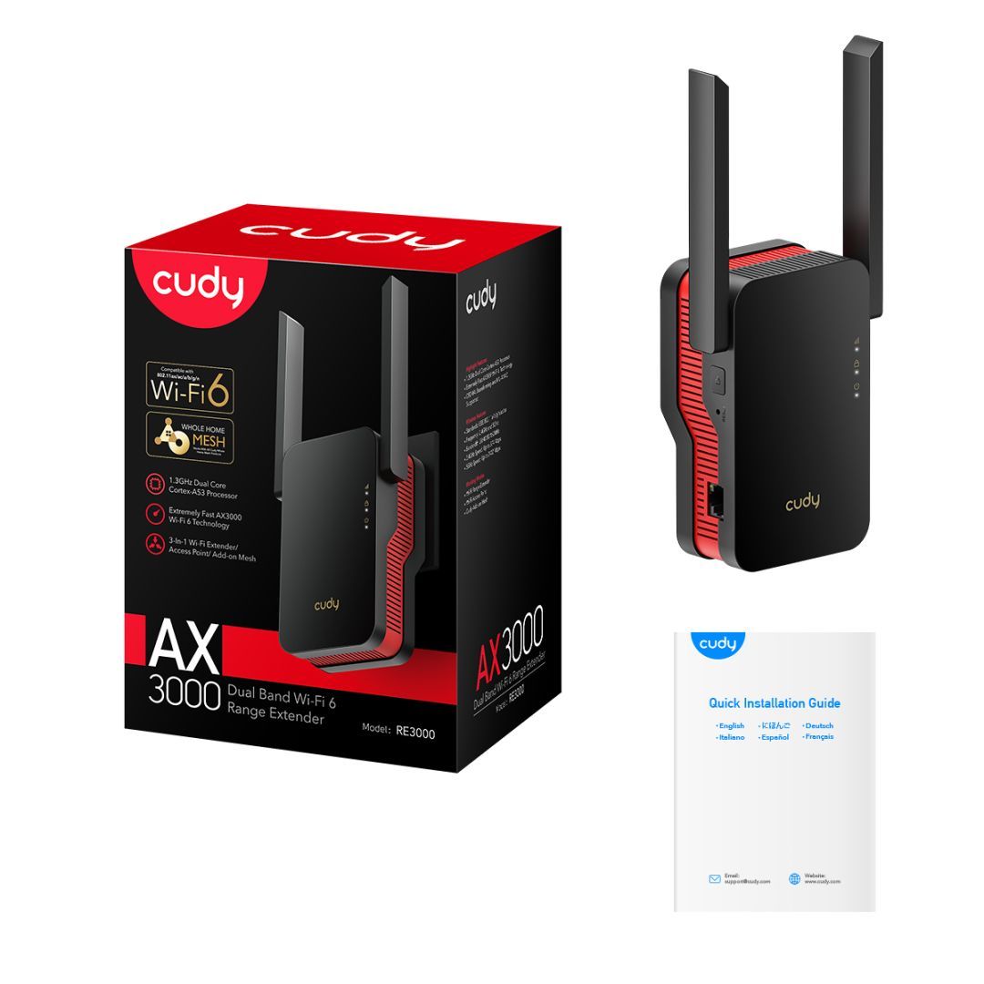 Cudy RE3000 AX3000 Dual Band Wi-Fi 6 Range Extender Cudy RE3000 AX3000 Dual Band Wi-Fi 6 Range Extender