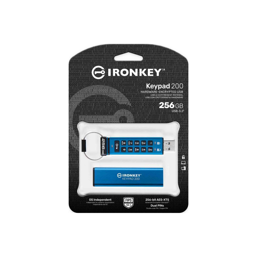 Kingston 256GB IronKey Keypad 200 USB3.2 Blue Kingston 256GB IronKey Keypad 200 USB3.2 Blue