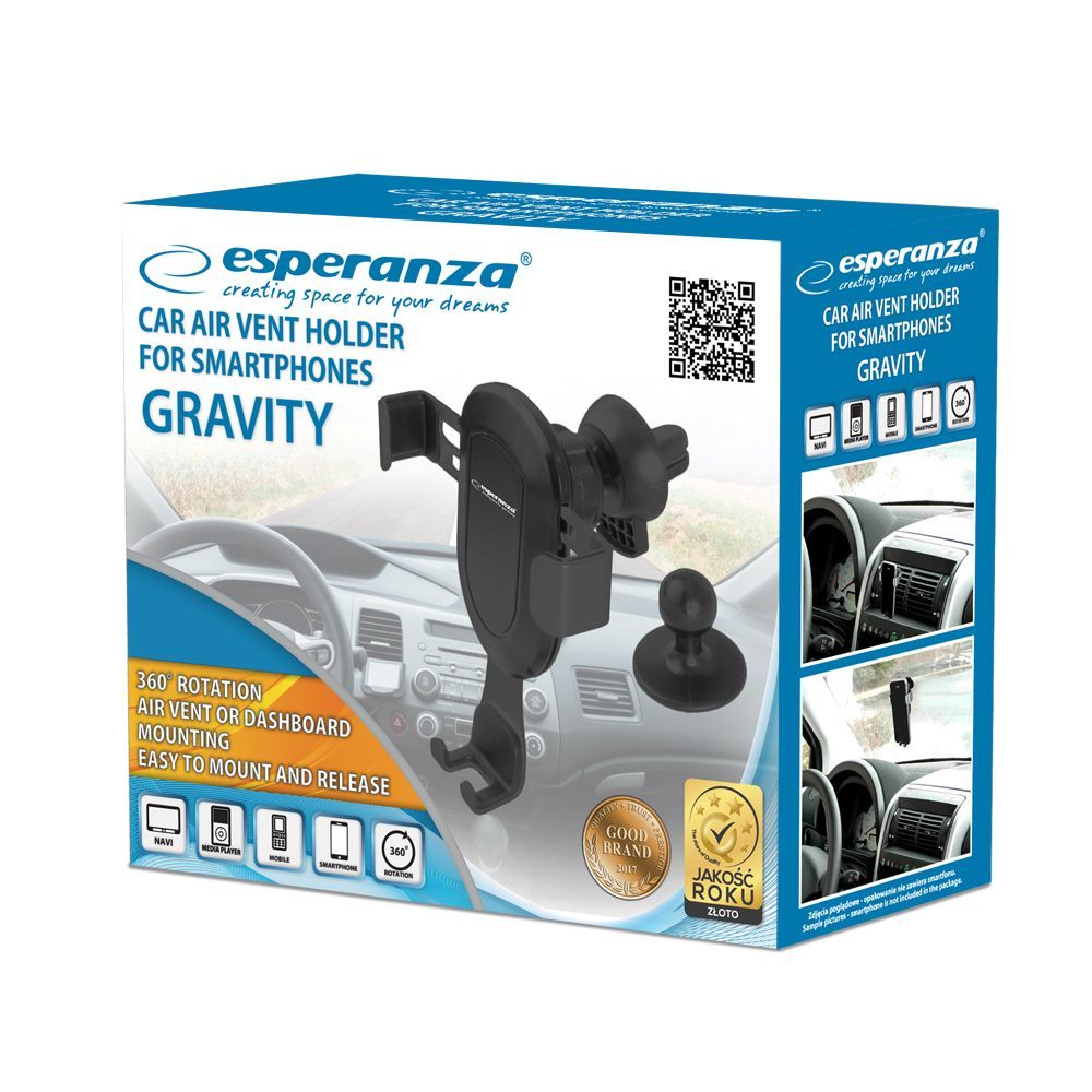 Esperanza EMH131 Gravity Car Air vent holder Black Esperanza EMH131 Gravity Car Air vent holder Black