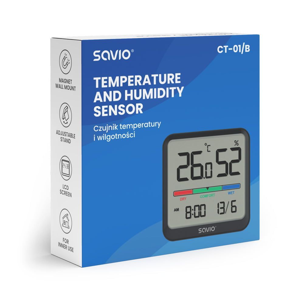 Savio CT-01 Temperature and Humidity Sensor Black Savio CT-01 Temperature and Humidity Sensor Black