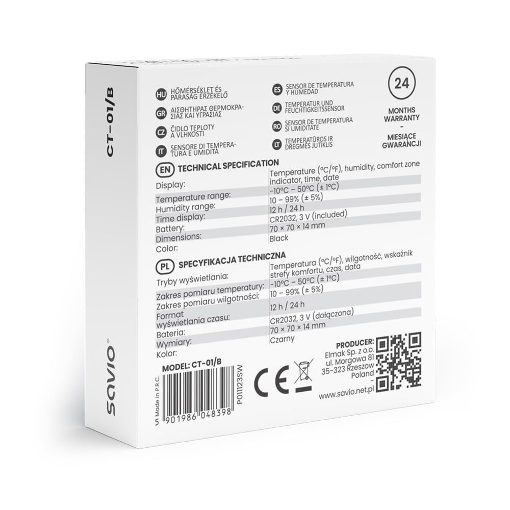 Savio CT-01 Temperature and Humidity Sensor Black Savio CT-01 Temperature and Humidity Sensor Black