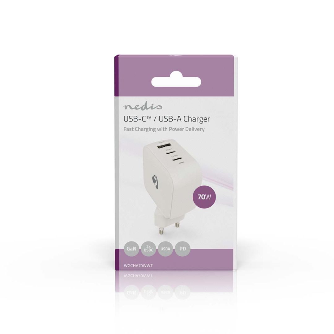 Nedis Wall Charger 70W PD 3.0 White Nedis Wall Charger 70W PD 3.0 White