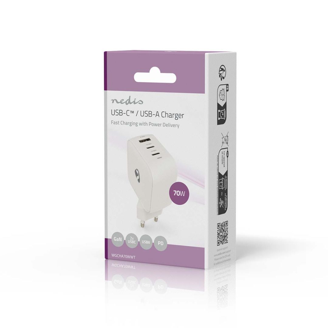 Nedis Wall Charger 70W PD 3.0 White Nedis Wall Charger 70W PD 3.0 White