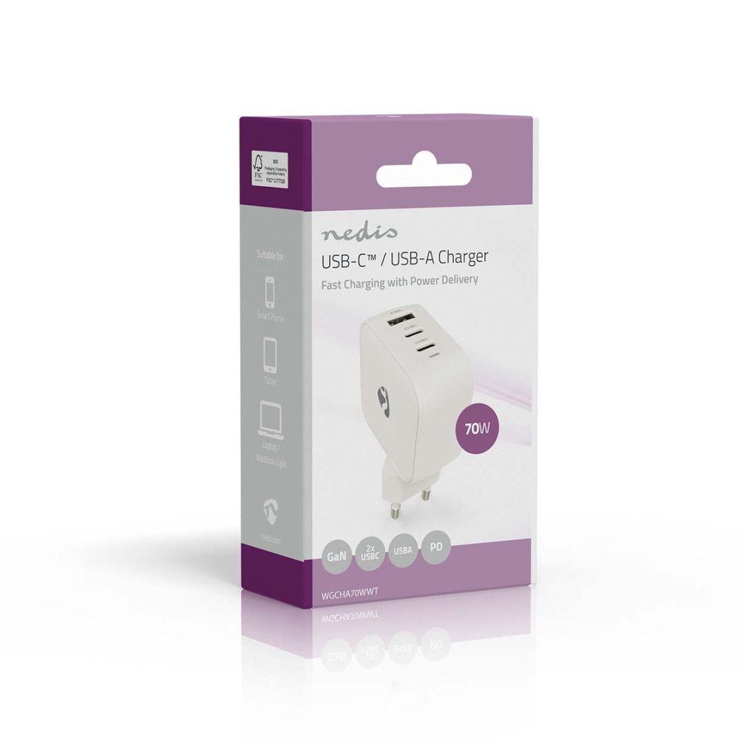 Nedis Wall Charger 70W PD 3.0 White Nedis Wall Charger 70W PD 3.0 White