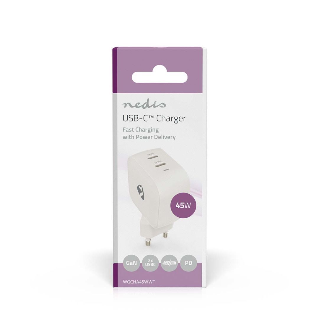 Nedis Wall Charger 45W PD 3.0 White Nedis Wall Charger 45W PD 3.0 White