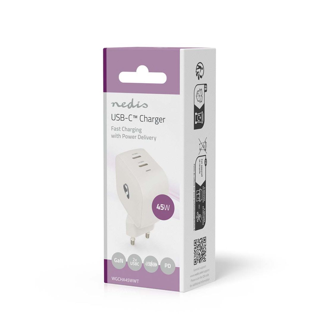 Nedis Wall Charger 45W PD 3.0 White Nedis Wall Charger 45W PD 3.0 White