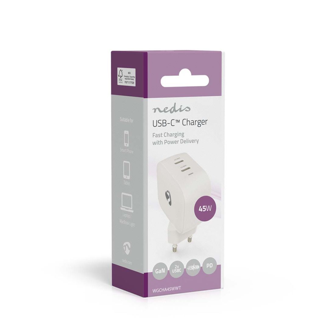 Nedis Wall Charger 45W PD 3.0 White Nedis Wall Charger 45W PD 3.0 White