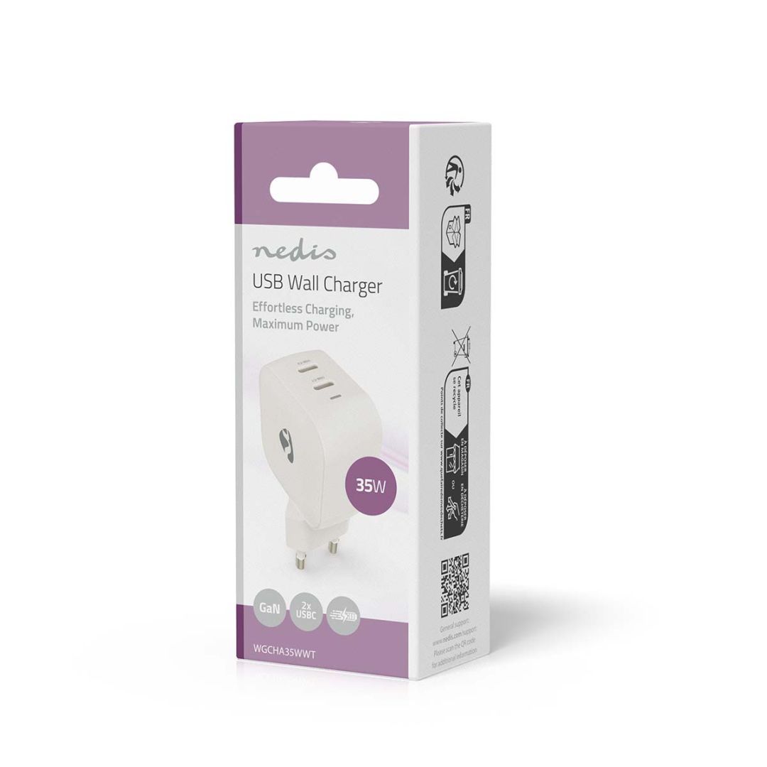 Nedis Wall Charger 35W PD 3.0 White Nedis Wall Charger 35W PD 3.0 White