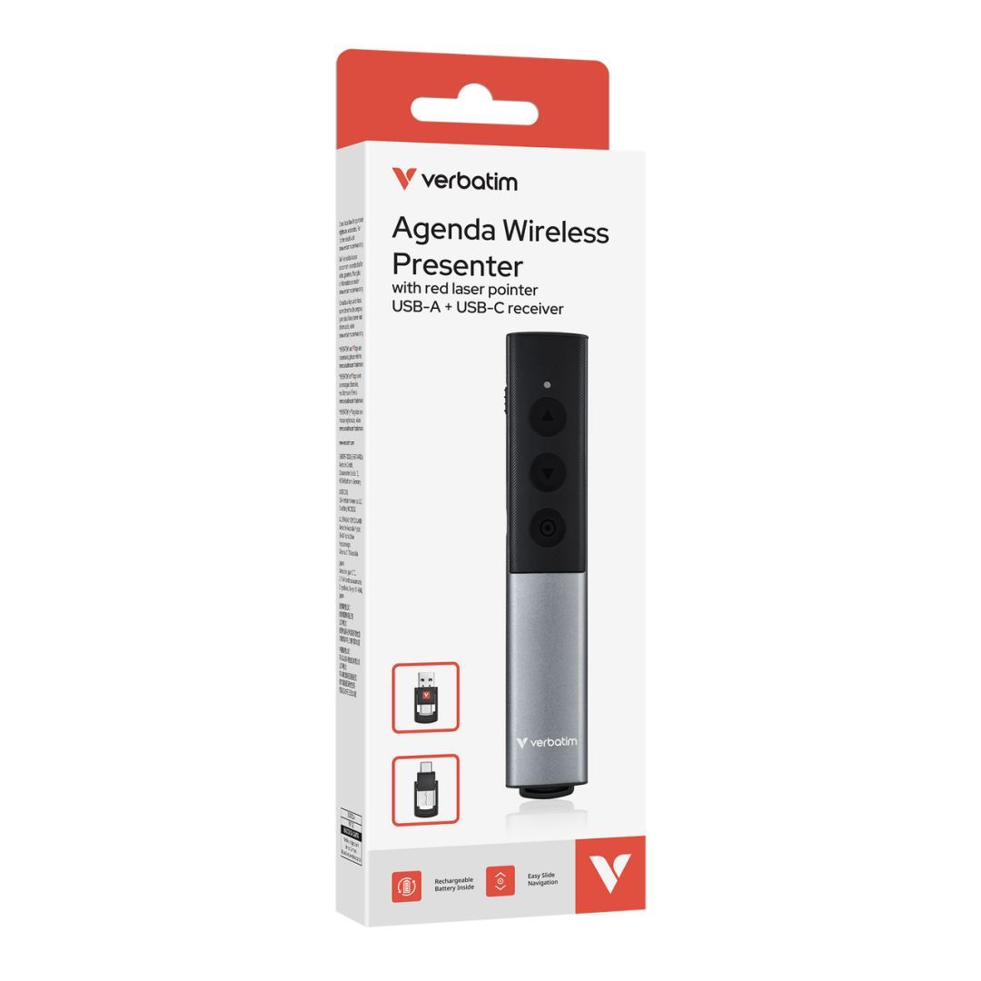 Verbatim Agenda Wireless Presenter with Red Laser Pointer Verbatim Agenda Wireless Presenter with Red Laser Pointer