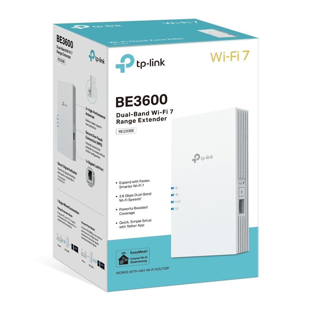 TP-Link RE220BE BE3600 Dual-Band Wi-Fi 7 Range Extender