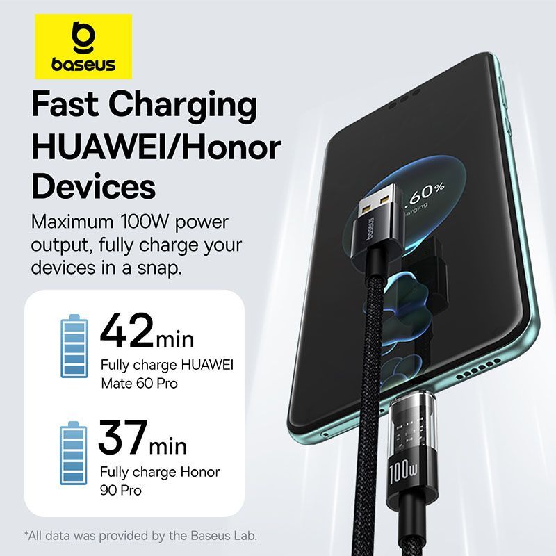 Baseus USB A to USB C 100W fast charging Data cable 1m Black Baseus USB A to USB C 100W fast charging Data cable 1m Black