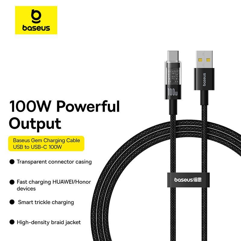 Baseus USB A to USB C 100W fast charging Data cable 1m Black Baseus USB A to USB C 100W fast charging Data cable 1m Black