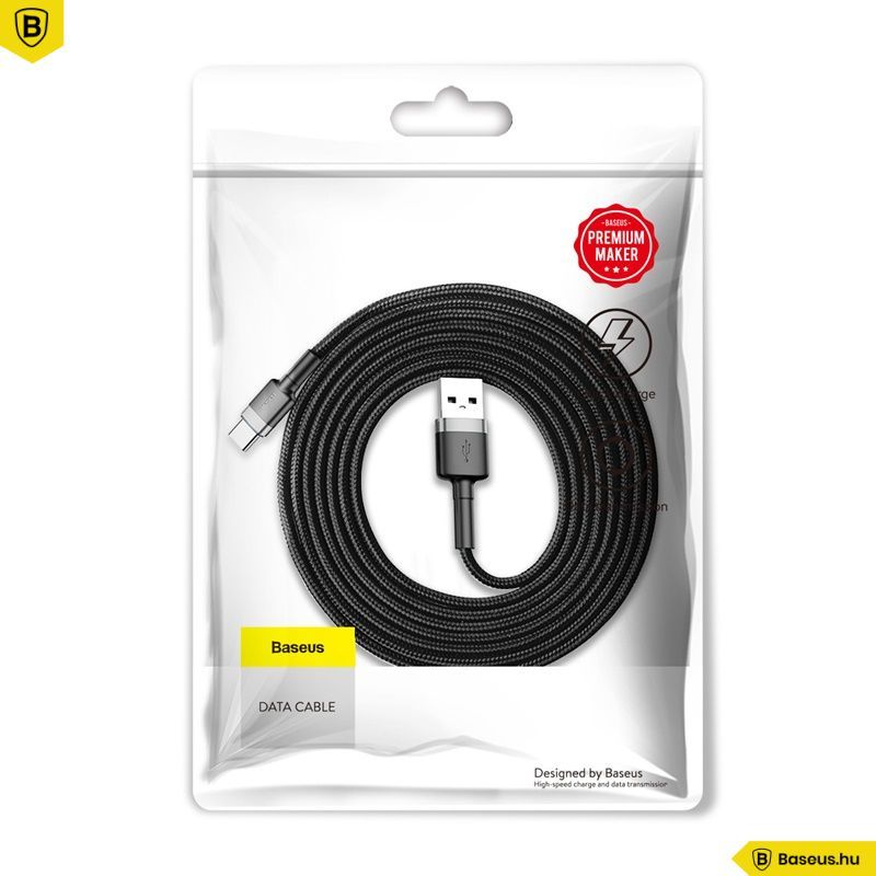 Baseus Cafule USB - USB-C adat/töltőkábel 2A 2m Grey/Black Baseus Cafule USB - USB-C adat/töltőkábel 2A 2m Grey/Black