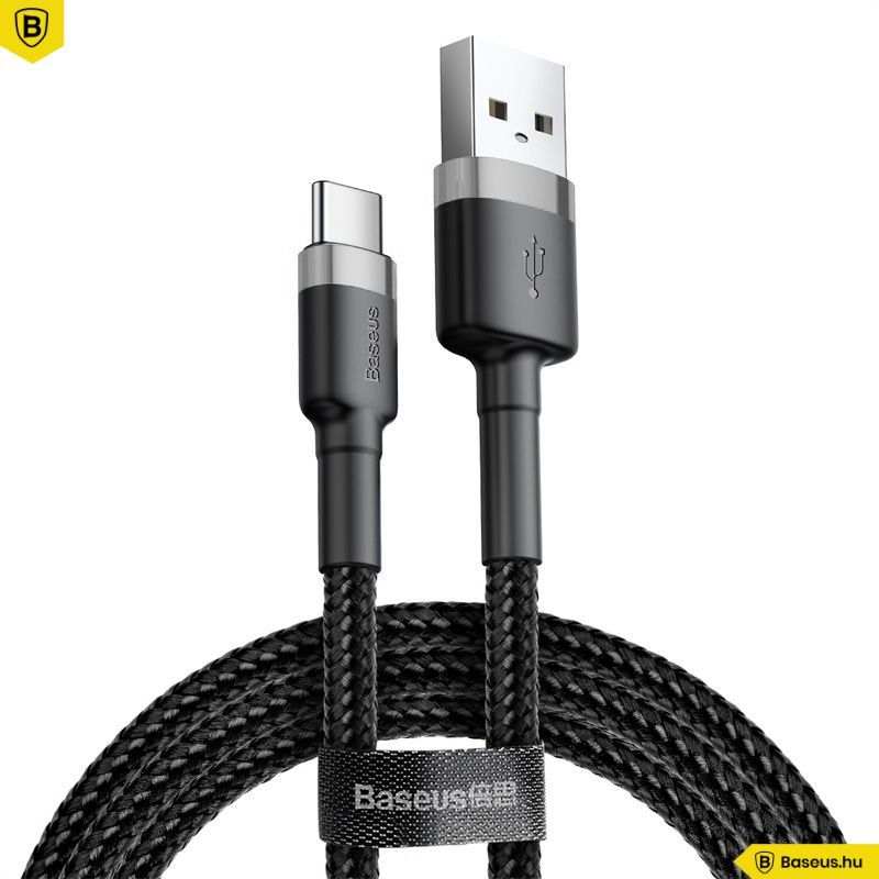 Baseus Cafule USB - USB-C adat/töltőkábel 2A 2m Grey/Black Baseus Cafule USB - USB-C adat/töltőkábel 2A 2m Grey/Black