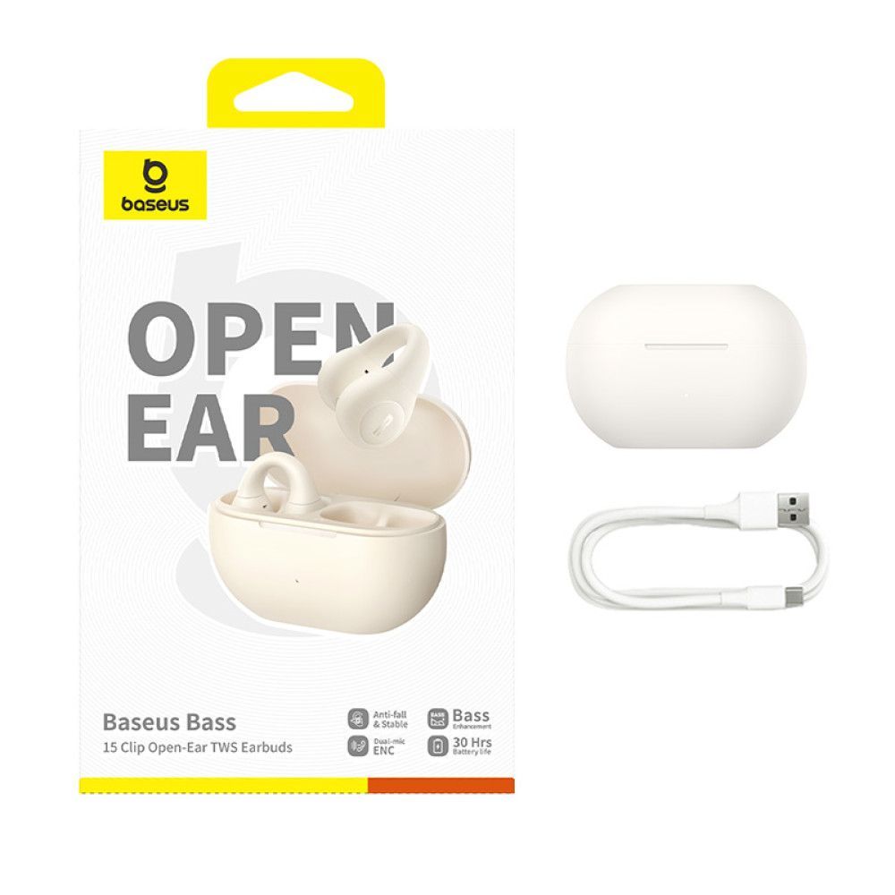 Baseus Bass 15 Clip Bluetooth Headset White Baseus Bass 15 Clip Bluetooth Headset White