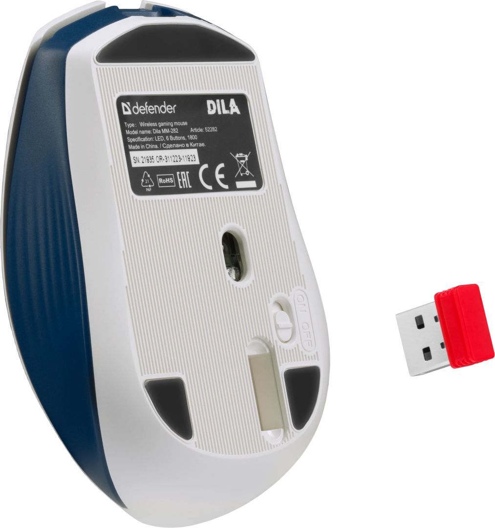 Defender Dila MM-282 Wireless Gaming Mouse White/Blue Defender Dila MM-282 Wireless Gaming Mouse White/Blue