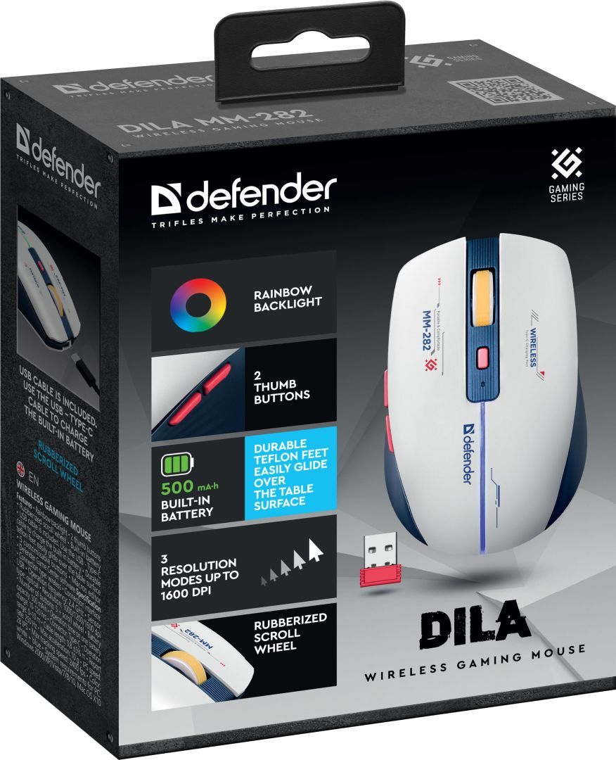 Defender Dila MM-282 Wireless Gaming Mouse White/Blue Defender Dila MM-282 Wireless Gaming Mouse White/Blue