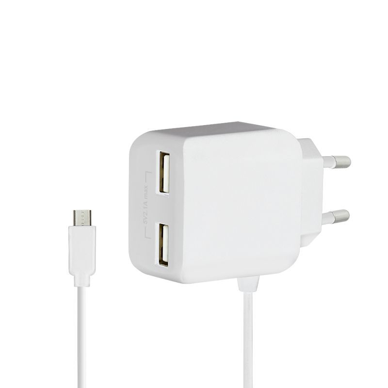 Logilink Dual micro USB socket adapter with fixed cable 2x USB-A 10,5W White Logilink Dual micro USB socket adapter with fixed cable 2x USB-A 10,5W White