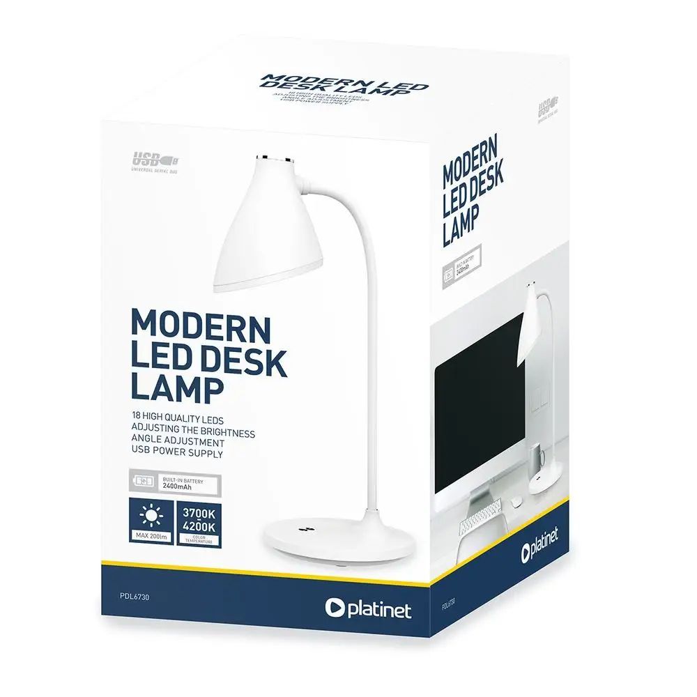 Platinet Rechargeable Desk Lamp 2400mAh 5W White Platinet Rechargeable Desk Lamp 2400mAh 5W White