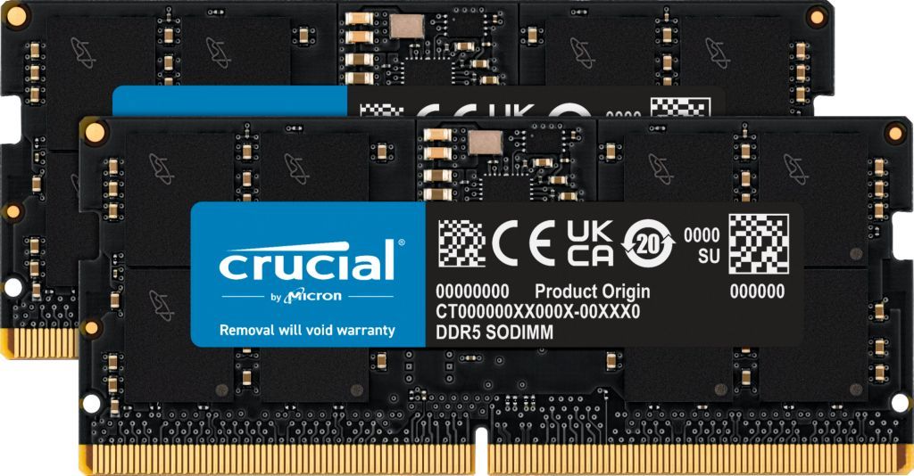 Crucial 32GB DDR5 5600MHz Kit(2x16GB) SODIMM Crucial 32GB DDR5 5600MHz Kit(2x16GB) SODIMM