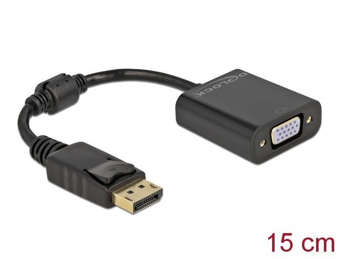 DeLock DisplayPort 1.2 male to VGA female Adapter Black DeLock DisplayPort 1.2 male to VGA female Adapter Black