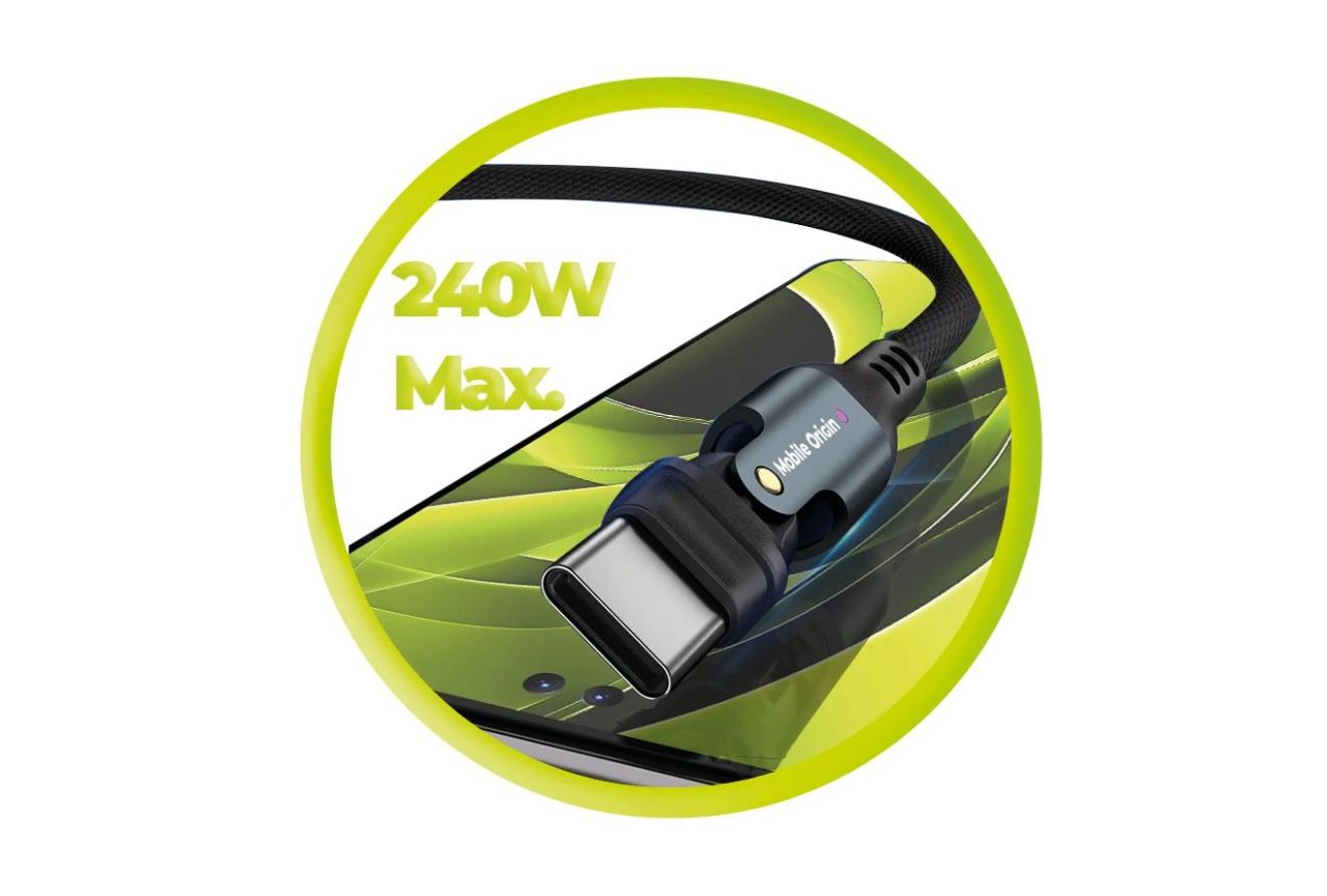 Mobile Origin 240W Rotating USB-C to USB-C Cable 1m Black