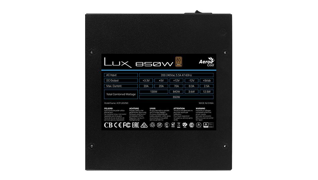 Aerocool 850W 80+ Bronze LUX Aerocool 850W 80+ Bronze LUX