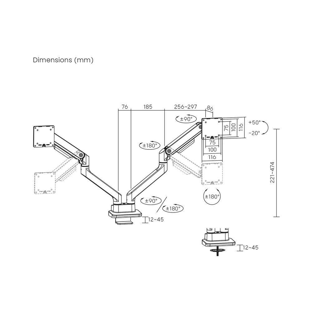 ACT AC8342 Dual Monitor Arm Office Premium with Gas Spring ACT AC8342 Dual Monitor Arm Office Premium with Gas Spring