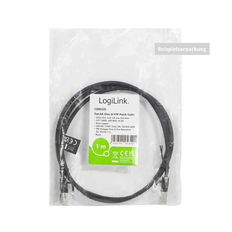 Logilink CAT6A U-FTP Patch Cable 2m Black