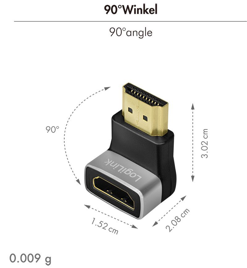 Logilink HDMI adapter 8K/60 Hz Black/Grey