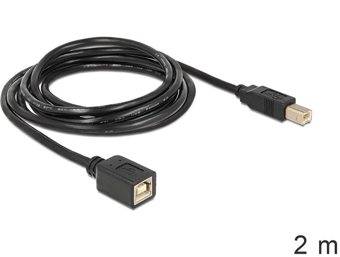 DeLock Extension Cable USB 2.0 B male > B female 2m DeLock Extension Cable USB 2.0 B male > B female 2m