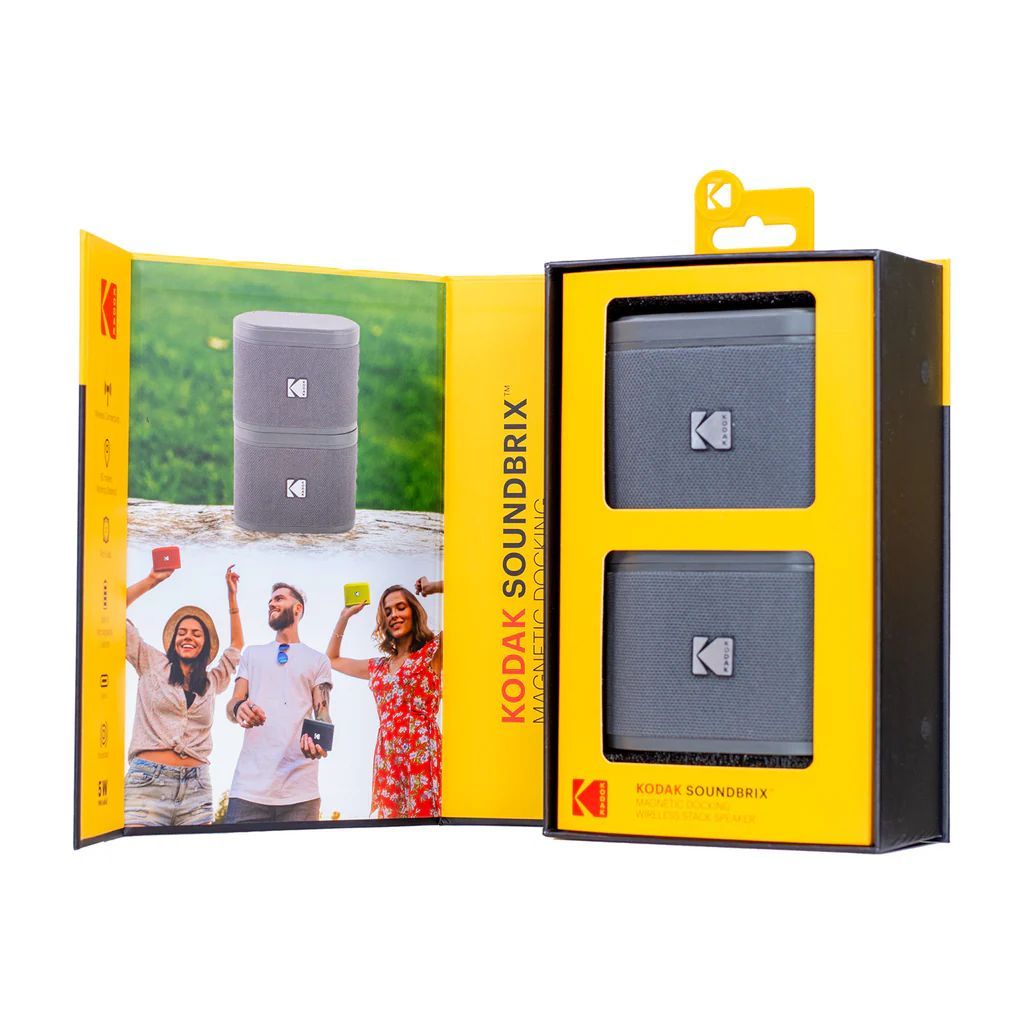 Kodak BRIXG2 Soundbrix Mini Bluetooth Coloured Portable Two Speakers Grey Kodak BRIXG2 Soundbrix Mini Bluetooth Coloured Portable Two Speakers Grey