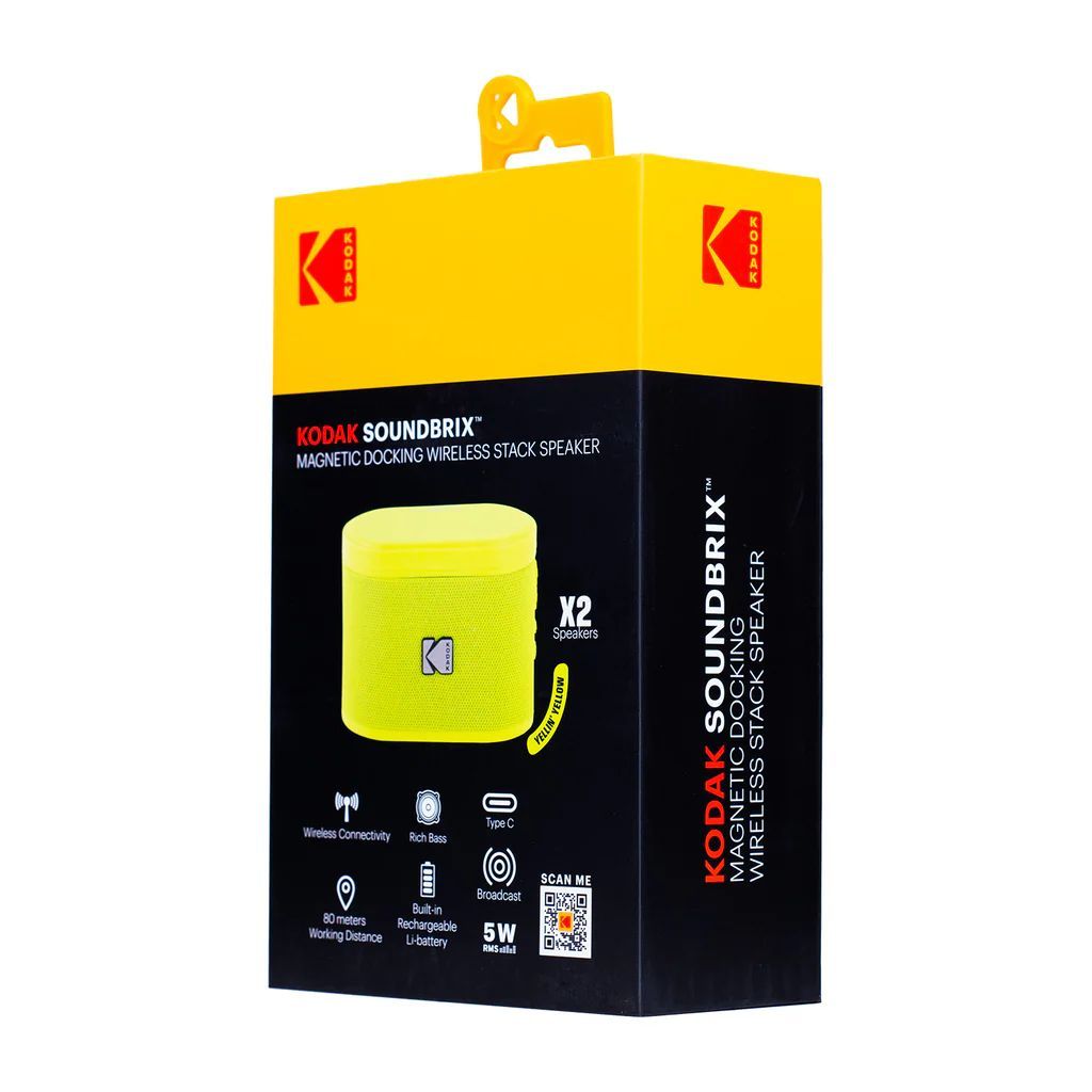 Kodak BRIXYL2 Soundbrix Mini Bluetooth Coloured Portable Two Speakers Yellow Kodak BRIXYL2 Soundbrix Mini Bluetooth Coloured Portable Two Speakers Yellow