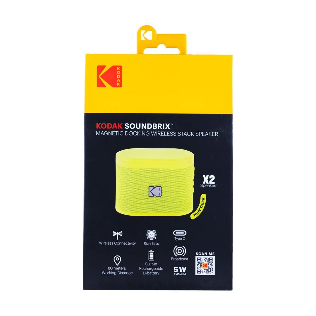 Kodak BRIXYL2 Soundbrix Mini Bluetooth Coloured Portable Two Speakers Yellow Kodak BRIXYL2 Soundbrix Mini Bluetooth Coloured Portable Two Speakers Yellow