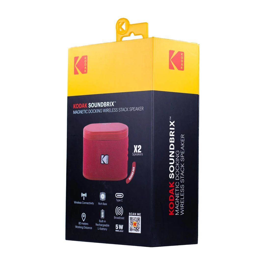 Kodak BRIXRD2 Soundbrix Mini Bluetooth Coloured Portable Two Speakers Red Kodak BRIXRD2 Soundbrix Mini Bluetooth Coloured Portable Two Speakers Red