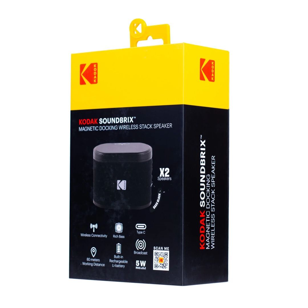 Kodak BRIXBK2 Soundbrix Mini Bluetooth Coloured Portable Two Speakers Black Kodak BRIXBK2 Soundbrix Mini Bluetooth Coloured Portable Two Speakers Black
