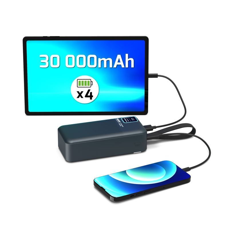 Port Designs 30000mAh Powerbank LCD Display USB-A QC / USB-C / Micro USB Black Port Designs 30000mAh Powerbank LCD Display USB-A QC / USB-C / Micro USB Black