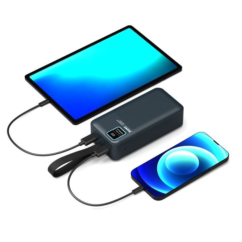 Port Designs 30000mAh Powerbank LCD Display USB-A QC / USB-C / Micro USB Black Port Designs 30000mAh Powerbank LCD Display USB-A QC / USB-C / Micro USB Black