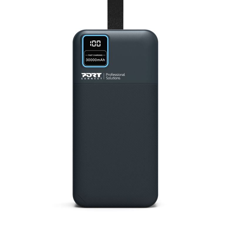 Port Designs 30000mAh Powerbank LCD Display USB-A QC / USB-C / Micro USB Black Port Designs 30000mAh Powerbank LCD Display USB-A QC / USB-C / Micro USB Black