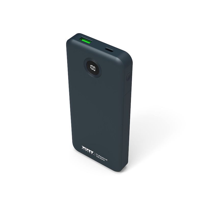 Port Designs 10000mAh Powerbank with Built-in USB-C Cables LCD Display Black Port Designs 10000mAh Powerbank with Built-in USB-C Cables LCD Display Black