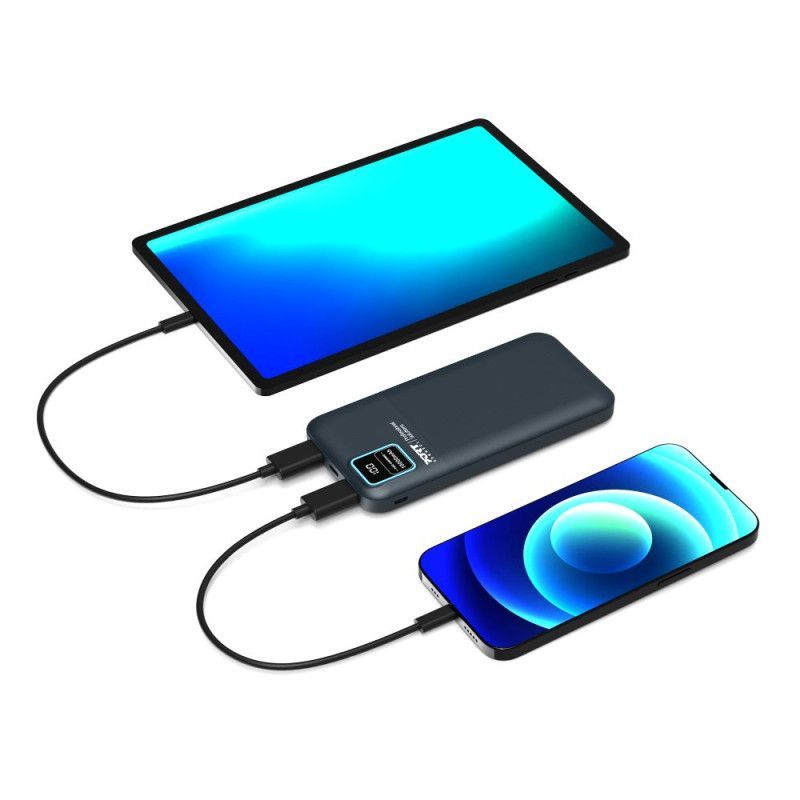 Port Designs 10000mAh Powerbank LCD Display USB-A QC / USB-C / Micro USB Black Port Designs 10000mAh Powerbank LCD Display USB-A QC / USB-C / Micro USB Black