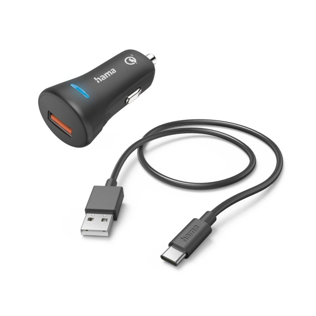 Hama Fast Car Charger with USB-C Charging Cable 19,5W 1,5m Black Hama Fast Car Charger with USB-C Charging Cable 19,5W 1,5m Black