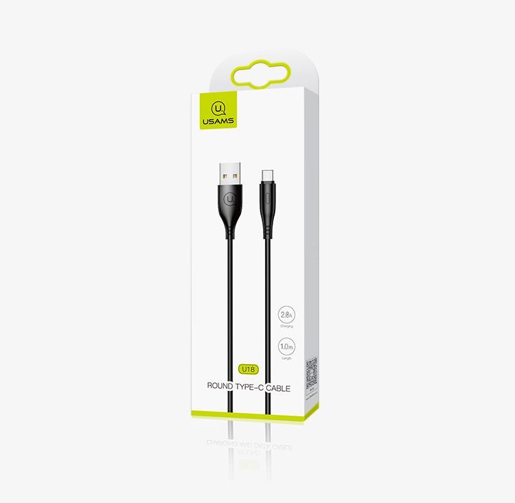 Usams U18 Round Type-c Cable 1m Black Usams U18 Round Type-c Cable 1m Black