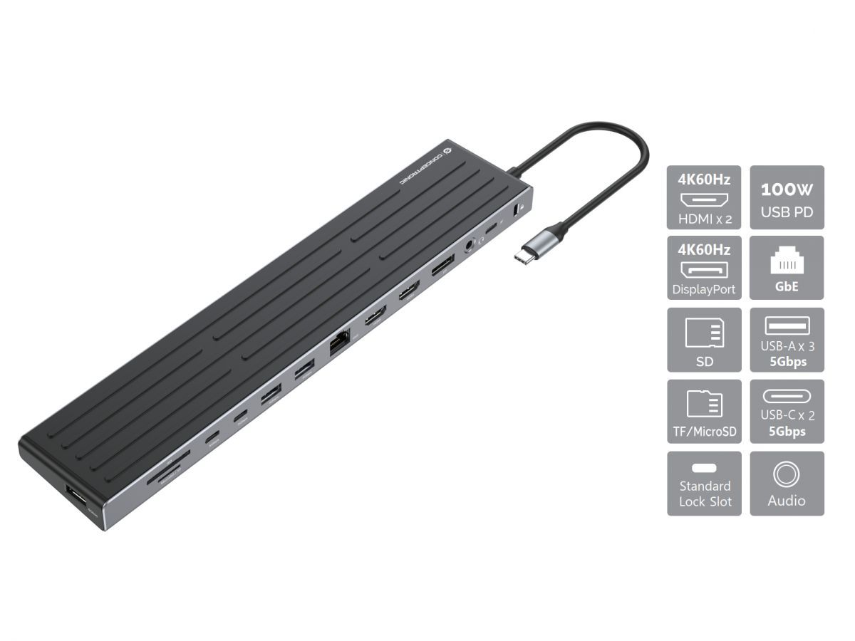 Conceptronic DONN32B 14-in-1 USB 3.2 Gen 1 Docking Station Conceptronic DONN32B 14-in-1 USB 3.2 Gen 1 Docking Station